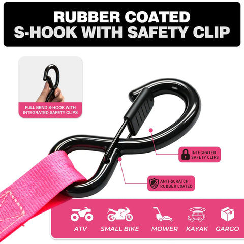 Heavy Duty Self Retracting Ratchet Straps 1 Inch By 13 Feet With Auto Rewind Tensioner Bolt On Brackets 1800 Pound Capacity No Sweat Cargo Tie Downs For Pickup Truck Haul Setup Four Pack Bundle