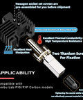Hotend Upgrade Kit For Bambu Lab P1P P1S Printers showing heat sink, titanium screws, and thermal conductivity features.