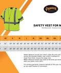 High Visibility Sleeved Mesh Safety Vest With Brilliant Reflective Tape And Utility Pockets Class 3 size chart for men.
