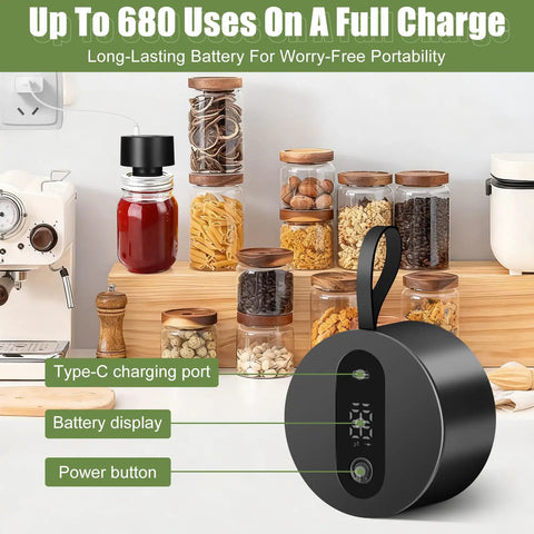 Gurithe Electric Mason Jar Vacuum Sealer With Smart Auto Stop Technology For Fresh Food Storage, cordless charging visible.