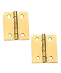 Solid Brass Miniature Broad Hinge Pair For Tiny Cabinets And Boxes DIY Handy One And One Quarter Inch Long By One And A Quarter Inch Open Includes Screws Bright Finish Durable For Jewelry Boxes Model Making Crafting Vintage Furniture Repairs Stanley in bright finish with included screws