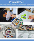 Collage showing Double Sided Glossy DTF Transfer Film Roll 13 Inch By 328 Feet PreTreat PET used on T-shirts and textiles.