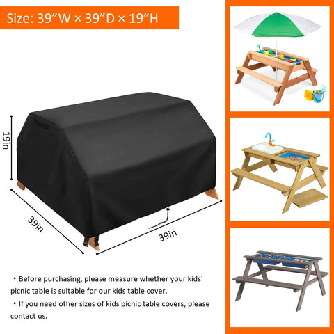 Heavy Duty Waterproof Kids Picnic Table Cover Fits 3 In 1 Wooden Sand And Water Table Sensory Table For Backyard Patio Or Lawn 39 Inch