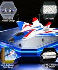 4 Channel F22 Raptor RC Plane RTF With LED Lights, 6 Axis Gyro, 3 Flight Modes on display with simulated airflow design and materials