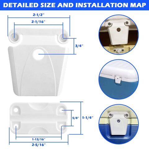 Beefy Cooler Hinge And Latch Kit With Screws, Heavy Duty Ice Chest Replacement Parts Includes 3 Hinges 2 Latches diagram