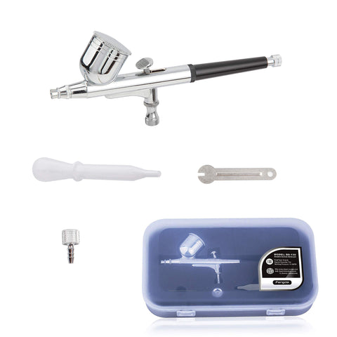 Airbrush Kit With Compressor AS18-2K Basic Start Set with airbrush, nozzle, wrench, and storage case, ideal for hobby projects