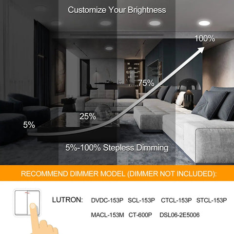 Living room dimming example for 12 Pack 8 Inch LED Recessed Downlights With Junction Box Ultra Thin Design, Dimmable Canless Fixture