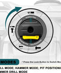 Close-up of mode selector on Beastly Power Heavy Duty 1-1/4 Inch SDS Plus Rotary Hammer Drill showing four function modes.