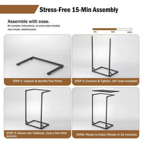 Assembly steps for C Shaped End Table That Slides Under Sofa For Small Spaces A Handy Side Table For Living Room Or Bedroom Perfect For Laptop Coffee Snacks Remote And Light Tasks Easy Assembly Modern Design