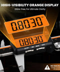 Rechargeable Digital Caliper With Large Orange Screen Anti Glare LCD 6 Inch Caliper Measuring Tool showing LCD display in MM