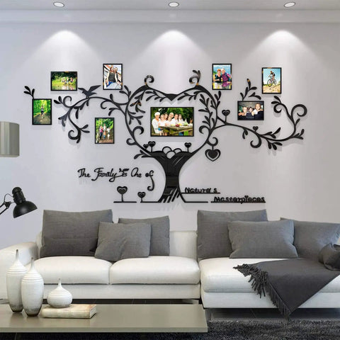 Love Family Tree Photo Frame Collage 3D DIY Acrylic Wall Decor Removable Wall Art With Inspirational Quote For Living Room