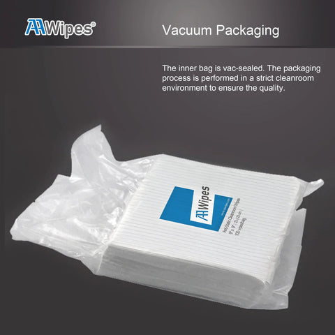 AAWipes anti-static cleanroom wipes, white polyester, 4x4 in, vacuum-pack, pack of 400