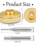 Product size details of Top Shelf Solid Brass Router Inlay Bushing Kit For Quarter Inch Templates, showcasing dimensions.