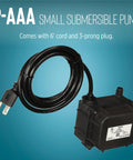 Compact 120 GPH Submersible Water Pump With Six Foot Cord For Fountains And Hydroponic Systems Plug And Play Setup Built Tough Glass Filled Nylon Housing.