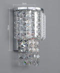 Crystal Hardwired Wall Light With Chrome Finish Sconce And K9 Acrylic Crystal Drops Shade, 18x9 cm, shown in a modern style.