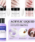 Three Color Acrylic Nail Powder Starter Kit with electric nail drill and UV light, featuring acrylic liquid and powder.