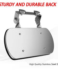Rock Solid Magnetic Side Mirror For Tractors And Lawn Mowers With Slick Wide Angle Convex Glass And Knockout Vibration Free Install For Heavy Duty Grind Days, stainless steel back.