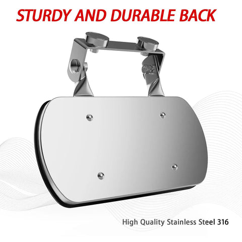 Rock Solid Magnetic Side Mirror For Tractors And Lawn Mowers With Slick Wide Angle Convex Glass And Knockout Vibration Free Install For Heavy Duty Grind Days, stainless steel back.