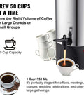 Heavy Duty Coffee Urn 50 Cup 7.5L Stainless Steel Dispenser With Step Discharge Spout For Mess Free Pour, 1000W 110V Electric Brewer