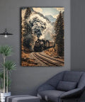 Retro Vibes Steam Train Wall Art Framed Or Unframed Canvas Poster With Classic Locomotive And Mountain Railway Scene Ready To Hang