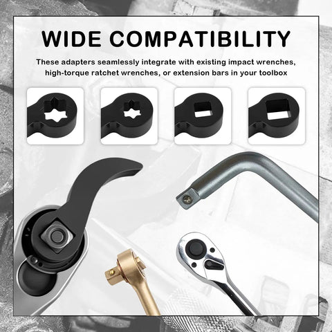 Pro Grade Multi Angle Ratchet Pry Bar Adapter Set with wrench attachments for CV axle removal, auto repair compatibility.