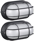 8.5 Inch Nautical Bulkhead Light Fixture For Outdoor Walls And Ceilings, Built Tough Aluminum With Frosted Glass, E26 Base, Pack Of 2