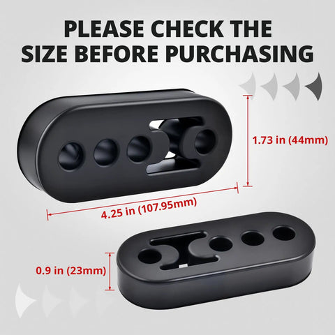 Exhaust Hanger Rubber Heavy Duty Adjustable Insulator Mount 4 Hole Universal Fit dimensions shown for size reference