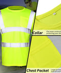 Six Pack XL High Visibility Reflective Long Sleeve Safety Shirts In Yellow Breathable Unisex Work Gear with front pocket detail