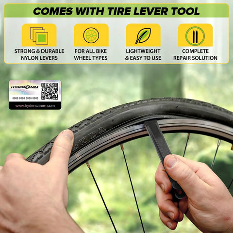 Using tire lever tool with Dual Pack 26x2.125 To 2.40 Inches Bike Inner Tubes With 35mm Schrader Valve Premium Butyl