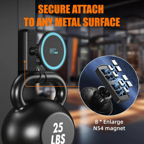 Dual Magnetic Phone Holder For Gym Workout Kitchen Or Any Metal Surface With Rock Solid Power Magnet Base Mount For MagSafe iPhone