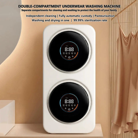 Compact 2-In-1 Mini Washer And Dryer, 3.5 Liter Wall Mounted Laundry System With Digital Touch Screen, sleek double-compartment design.