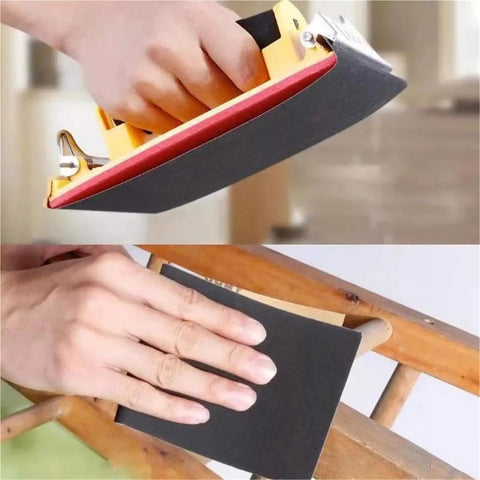 Hand using wet dry sandpaper on a curved surface for polishing wood with precision from the Ultimate Wet Dry Sandpaper Assortment.