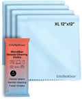 EliteTechGear microfiber glasses cleaning cloths, 4-pack, blue, 12 x 12 inches