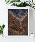 Dope Diamond Art Kit For Adults Guitar Desert Camp Theme Wall Decor Includes Diamond Canvas Pen Tray Wax And Plenty Beads Frame Not Included Easy Relaxing Craft Set For Creative Chill in desert scene with guitar player by campfire.