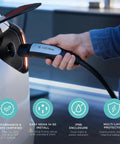 Fast Level 2 EV Charger For Tesla And NACS, 40 Amp 240V Home Charge Station, plug connected to Tesla vehicle