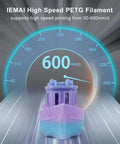 PetG Filament 1.75mm Gradient Translucent Blue to Purple for Dope 3D Printing, high speed up to 600mm/s, 3D boat model