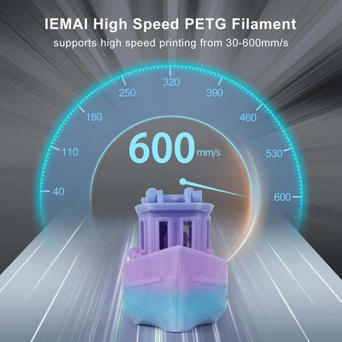PetG Filament 1.75mm Gradient Translucent Blue to Purple for Dope 3D Printing, high speed up to 600mm/s, 3D boat model