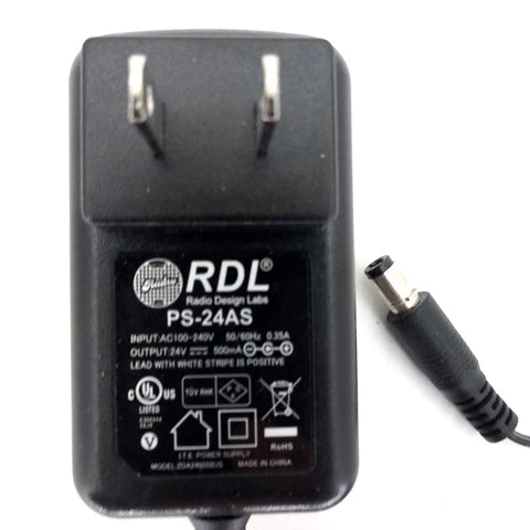 AC DC Power Supply PS 24AS 500mA For Stick Ons And Rack Mounts Black Compact Power Adapter with cord connector view