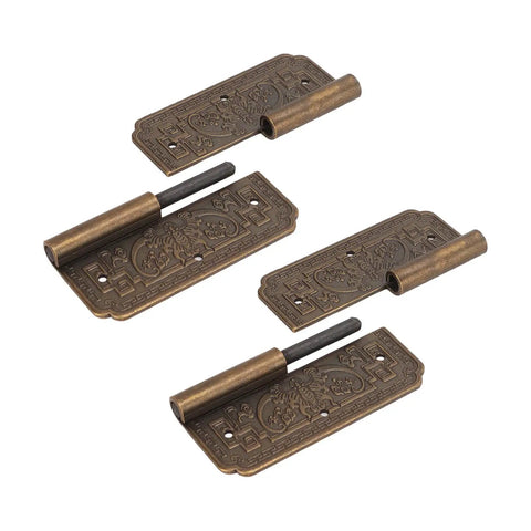 Antique Brass Butt Hinges for Cabinet Doors, Two Sets with 12 Nails, Vintage Hardware for Wood Boxes and Jewelry Boxes, Distressed Bronze Finish