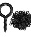 Heavy Duty Black Screw Eyes One Inch Iron Loop Hooks For Diy Crafts And Photo Display Real Deal Hanging Hardware Pack Of 150 close-up of hooks