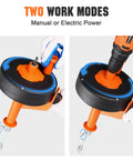 25 Foot Heavy Duty Drain Auger And Plumbing Snake With Drill Adapter showcasing manual and electric operation modes.