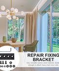 Sliding Barn Door Track Connection Plates Kit Black Carbon Steel Straight Brace Joints No Fuss Easy Install Connector Set For Smooth Door Mounting And Frame Fixes shown with components and indoor setting