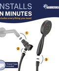 Installation steps for Solid Metal 3-Spray Handheld Shower Head With Long Hose And Holder In Oil Rubbed Bronze, High-Pressure 2.5 GPM