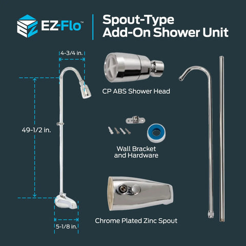 Chrome Spout Type Add On Shower Unit For Tubs Without A Shower Head Outlet Easy Install Conversion shower parts display