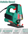 Jig Saw With 800W Pure Copper Motor 6 Speed Settings From 800 To 3000 SPM showcasing 6 variable speed controls