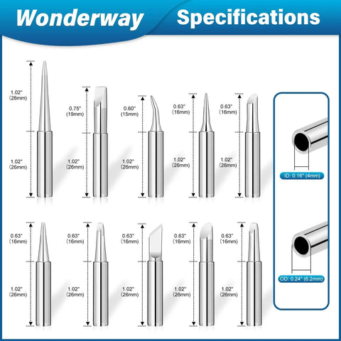 Tip Cleaning Kit With Solder Wick Brass Cleaning Wire Solder Iron Tip Cleaner specs with various tip dimensions