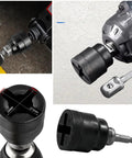 Two Pack Scissor Jack To Impact Driver Adapter Set for 1/2 inch wrenches and 1/4 inch hex bits, fits electric screwdrivers.