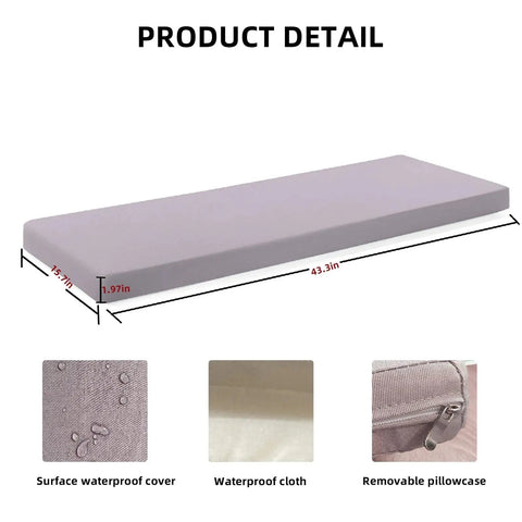 Cozy Sauna Bench Pad For Inside Or Outside Waterproof Insulated Seat Cushion With Soft Support Infrared Friendly Bench Pillow Durable Grey Sauna Mat For Relaxed Heat Sessions, size 43.3in x 15.7in, with waterproof cover detail