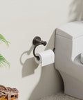 Oil Rubbed Bronze Wall Mounted Toilet Paper Holder With Rustproof Stainless Steel Hanger And Zinc Alloy Base beside toilet