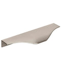 Aloft Satin Nickel Cabinet Edge Pull 4 And Nine Sixteenths Inch Center To Center Drawer Handle for flat front cabinets